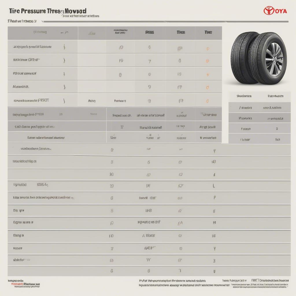Bảng áp suất lốp khuyến nghị cho xe Innova