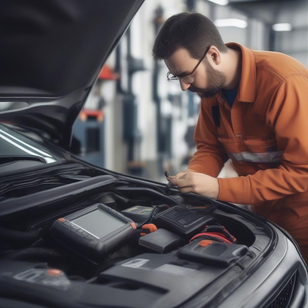 Sử dụng máy đọc mã lỗi OBD-II để kiểm tra đèn check engine